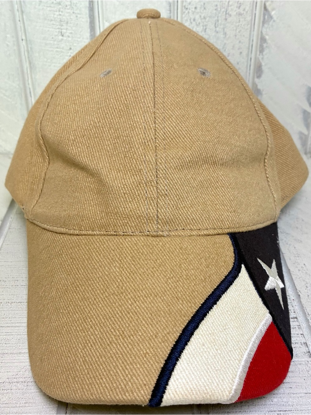 Rock Point Texas Flag Trucker Hat Beige Crown Lone Star Flag Embroidery On Bill